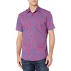 Amazon Essentials Men’s Regular-Fit Short-Sleeve Poplin Shirt, Collared, Washed(Red/Blue  Floral)