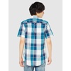 Amazon Essentials Men’s Regular-Fit Short-Sleeve Poplin Shirt, Collared, Washed(Teal Blue/Navy  Large Plaid)