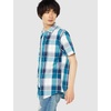 Amazon Essentials Men’s Regular-Fit Short-Sleeve Poplin Shirt, Collared, Washed(Teal Blue/Navy  Large Plaid)