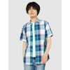 Amazon Essentials Men’s Regular-Fit Short-Sleeve Poplin Shirt, Collared, Washed(Teal Blue/Navy  Large Plaid)