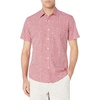 Amazon Essentials Men’s Regular-Fit Short-Sleeve Poplin Shirt, Collared, Washed(Washed Red  Roses)
