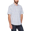 Amazon Essentials Men’s Regular-Fit Short-Sleeve Poplin Shirt, Collared, Washed(White/Blue  Plaid)