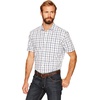 Amazon Essentials Men’s Regular-Fit Short-Sleeve Poplin Shirt, Collared, Washed(White/Blue  Plaid)