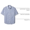 Amazon Essentials Men’s Regular-Fit Short-Sleeve Poplin Shirt, Collared, Washed(White/Blue  Plaid)