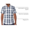 Amazon Essentials Men’s Regular-Fit Short-Sleeve Poplin Shirt, Collared, Washed(White/Navy  Large Plaid)