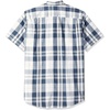 Amazon Essentials Men’s Regular-Fit Short-Sleeve Poplin Shirt, Collared, Washed(White/Navy  Large Plaid)