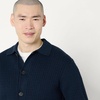 Amazon Essentials Men’s Relaxed-Fit Collared Cardigan Sweater(Navy)