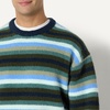 Amazon Essentials Men’s Relaxed-Fit Faux Mohair Crewneck Pullover Sweater, Ribbed, Wool Blend, Heavyweight(Navy Blue Stripe Knit)
