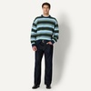 Amazon Essentials Men’s Relaxed-Fit Faux Mohair Crewneck Pullover Sweater, Ribbed, Wool Blend, Heavyweight(Navy Blue Stripe Knit)
