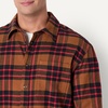 Amazon Essentials Men’s Relaxed-Fit Long-Sleeve Flannel Shirt with Button Front Closure, Spread Collar, Chest Pocket(Dark Chestnut Brown Red Simple Plaid)