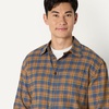 Amazon Essentials Men’s Relaxed-Fit Long-Sleeve Flannel Shirt with Button Front Closure, Spread Collar, Chest Pocket(Dark Khaki Blue Houndstooth Plaid)