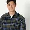 Amazon Essentials Men’s Relaxed-Fit Long-Sleeve Flannel Shirt with Button Front Closure, Spread Collar, Chest Pocket(Dark Olive Blue Simple Plaid)