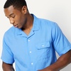 Amazon Essentials Men’s Relaxed-Fit Short Sleeve Linen Blend Shirt(Blue)