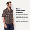 Amazon Essentials Men’s Relaxed-Fit Short Sleeve Linen Blend Shirt(Dark Maroon Bandana Pattern)
