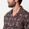 Amazon Essentials Men’s Relaxed-Fit Short Sleeve Linen Blend Shirt(Dark Maroon Bandana Pattern)