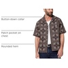Amazon Essentials Men’s Relaxed-Fit Short Sleeve Linen Blend Shirt(Dark Maroon Bandana Pattern)
