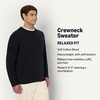 Amazon Essentials Men’s Relaxed-Fit Soft Cotton Blend Textured Crewneck Pullover Sweater, Ribbed(Black)