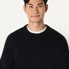 Amazon Essentials Men’s Relaxed-Fit Soft Cotton Blend Textured Crewneck Pullover Sweater, Ribbed(Black)