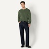 Amazon Essentials Men’s Relaxed-Fit Soft Cotton Blend Textured Crewneck Pullover Sweater, Ribbed(Dark Olive)