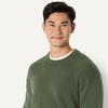 Amazon Essentials Men’s Relaxed-Fit Soft Cotton Blend Textured Crewneck Pullover Sweater, Ribbed(Dark Olive)
