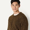 Amazon Essentials Men’s Relaxed-Fit Two-Tone Heavyweight Crewneck Pullover Sweater, Wool Blend(Dark Brown Marl)