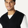 Amazon Essentials Men’s Relaxed-Fit V-Neck Sweater Vest, Pullover(Black)