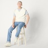 Amazon Essentials Men’s Relaxed-Fit V-Neck Sweater Vest, Pullover(Ivory)