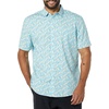 Amazon Essentials Men’s Short Sleeve Dress Shirt with Stretch, Charcoal White Vertical Stripe (Available in Big & Tall)(Aqua  Pelican Print)