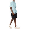 Amazon Essentials Men’s Short Sleeve Dress Shirt with Stretch, Charcoal White Vertical Stripe (Available in Big & Tall)(Aqua  Pelican Print)