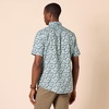 Amazon Essentials Men’s Short Sleeve Dress Shirt with Stretch, Charcoal White Vertical Stripe (Available in Big & Tall)(Blue  Sketch Floral Print)
