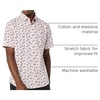 Amazon Essentials Men’s Short Sleeve Dress Shirt with Stretch, Charcoal White Vertical Stripe (Available in Big & Tall)(Lavender  Palm Frond)