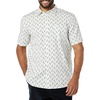 Amazon Essentials Men’s Short Sleeve Dress Shirt with Stretch, Charcoal White Vertical Stripe (Available in Big & Tall)(Light Blue  Bird Print)