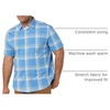 Amazon Essentials Men’s Short Sleeve Dress Shirt with Stretch, Charcoal White Vertical Stripe (Available in Big & Tall)(Light Blue/Indigo  Plaid)