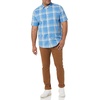Amazon Essentials Men’s Short Sleeve Dress Shirt with Stretch, Charcoal White Vertical Stripe (Available in Big & Tall)(Light Blue/Indigo  Plaid)