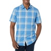Amazon Essentials Men’s Short Sleeve Dress Shirt with Stretch, Charcoal White Vertical Stripe (Available in Big & Tall)(Light Blue/Indigo  Plaid)