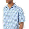 Amazon Essentials Men’s Short Sleeve Dress Shirt with Stretch, Charcoal White Vertical Stripe (Available in Big & Tall)(Light Blue/White  Gingham)