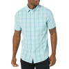 Amazon Essentials Men’s Short Sleeve Dress Shirt with Stretch, Charcoal White Vertical Stripe (Available in Big & Tall)(Light Blue/White  Plaid)