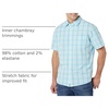 Amazon Essentials Men’s Short Sleeve Dress Shirt with Stretch, Charcoal White Vertical Stripe (Available in Big & Tall)(Light Blue/White  Plaid)