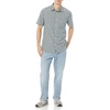 Amazon Essentials Men’s Short Sleeve Dress Shirt with Stretch, Charcoal White Vertical Stripe (Available in Big & Tall)(Navy  Awning Stripe)