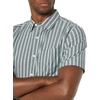 Amazon Essentials Men’s Short Sleeve Dress Shirt with Stretch, Charcoal White Vertical Stripe (Available in Big & Tall)(Navy  Awning Stripe)