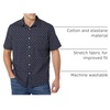 Amazon Essentials Men’s Short Sleeve Dress Shirt with Stretch, Charcoal White Vertical Stripe (Available in Big & Tall)(Navy  Micro Rose Print)