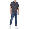 Amazon Essentials Men’s Short Sleeve Dress Shirt with Stretch, Charcoal White Vertical Stripe (Available in Big & Tall)(Navy  Micro Rose Print)