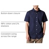 Amazon Essentials Men’s Short Sleeve Dress Shirt with Stretch, Charcoal White Vertical Stripe (Available in Big & Tall)(Navy)