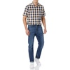 Amazon Essentials Men’s Short Sleeve Dress Shirt with Stretch, Charcoal White Vertical Stripe (Available in Big & Tall)(Navy/Gold  Plaid)