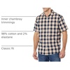 Amazon Essentials Men’s Short Sleeve Dress Shirt with Stretch, Charcoal White Vertical Stripe (Available in Big & Tall)(Navy/Gold  Plaid)