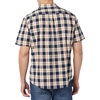 Amazon Essentials Men’s Short Sleeve Dress Shirt with Stretch, Charcoal White Vertical Stripe (Available in Big & Tall)(Navy/Gold  Plaid)