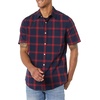 Amazon Essentials Men’s Short Sleeve Dress Shirt with Stretch, Charcoal White Vertical Stripe (Available in Big & Tall)(Navy/Red  Buffalo Plaid)