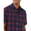 Amazon Essentials Men’s Short Sleeve Dress Shirt with Stretch, Charcoal White Vertical Stripe (Available in Big & Tall)(Navy/Red  Buffalo Plaid)