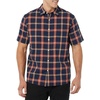 Amazon Essentials Men’s Short Sleeve Dress Shirt with Stretch, Charcoal White Vertical Stripe (Available in Big & Tall)(Navy/Red  Plaid)