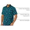 Amazon Essentials Men’s Short Sleeve Dress Shirt with Stretch, Charcoal White Vertical Stripe (Available in Big & Tall)(Navy/Teal Blue  Palm Leaf)